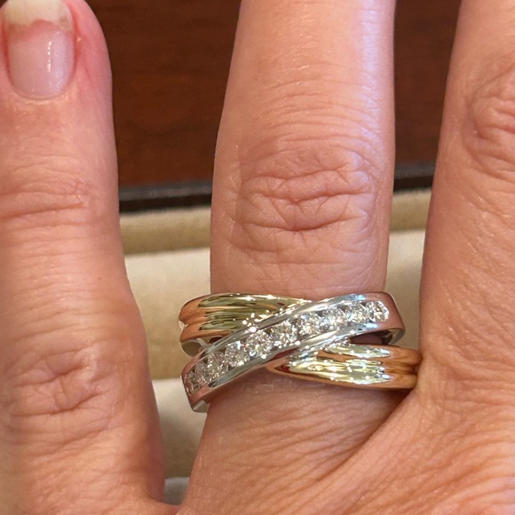 14kt Diamond Two-Tone Bypass Ring - Picture 8 of 10